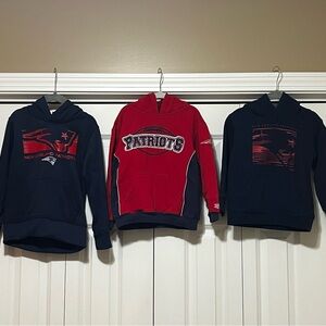 Lot of 3 NFL Patriots Football Sweatshirts/ Hoodies Size 4, 4 & 5/6